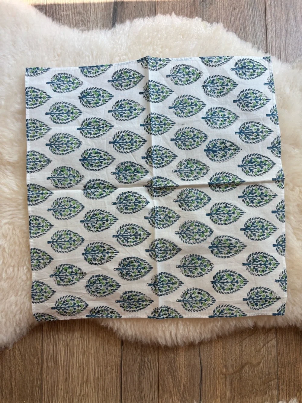 Set of 5 Block Print Cotton Napkins Floral Paisley Boho Coastal 16” Square
